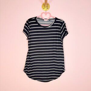 BomBom Black & White Striped Short Sleeve Top – Soft & Comfy Basic Tee (NWT)